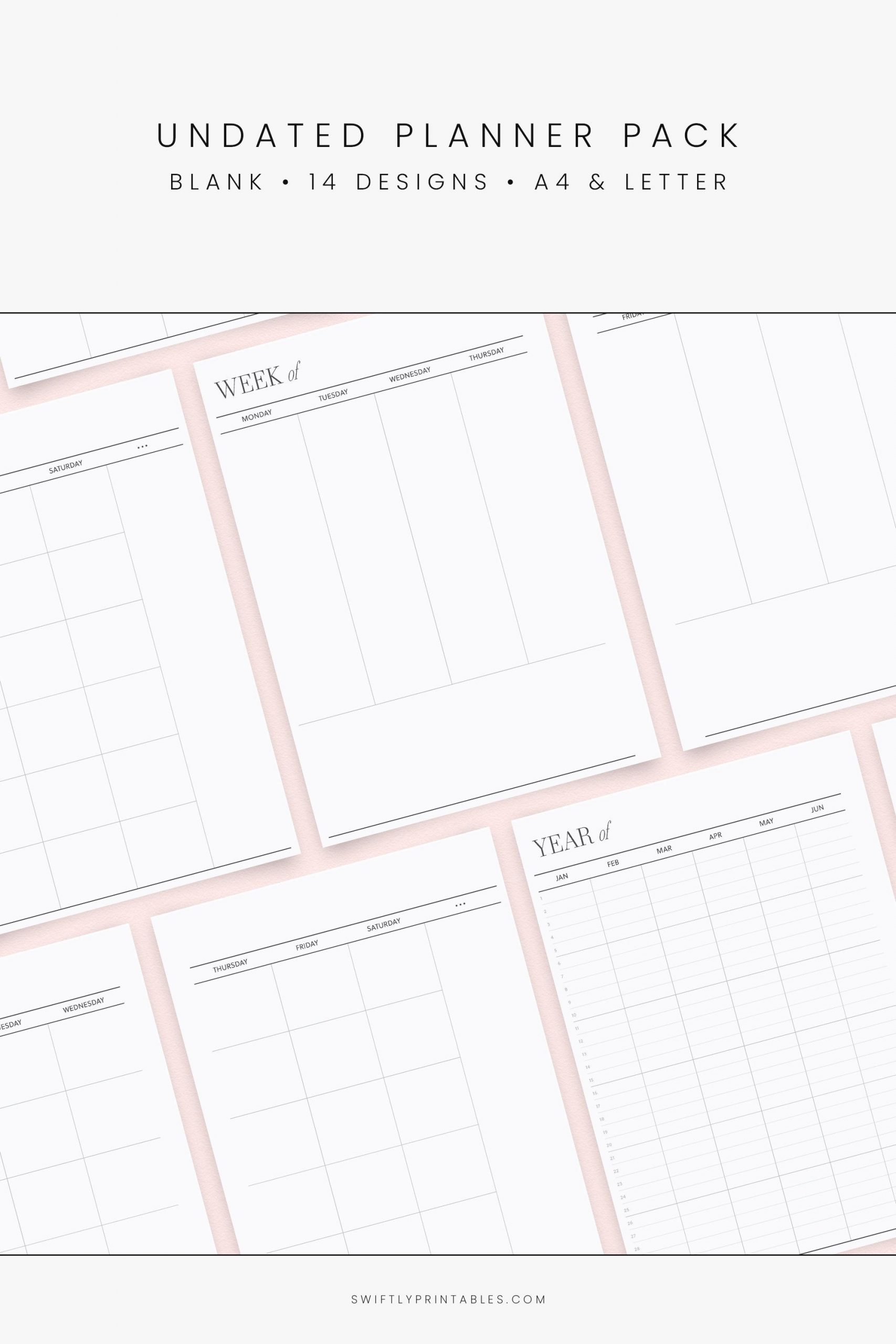 Undated Planner Pack Printable Bundle | Blank Perpetual