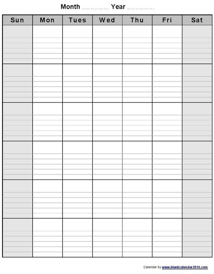 Universal Blank Monthly Calendar With Lines | Blank
