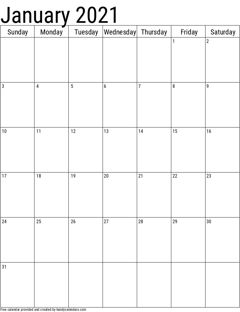 Vertical 2020 Calendar Templates - Handy Calendars