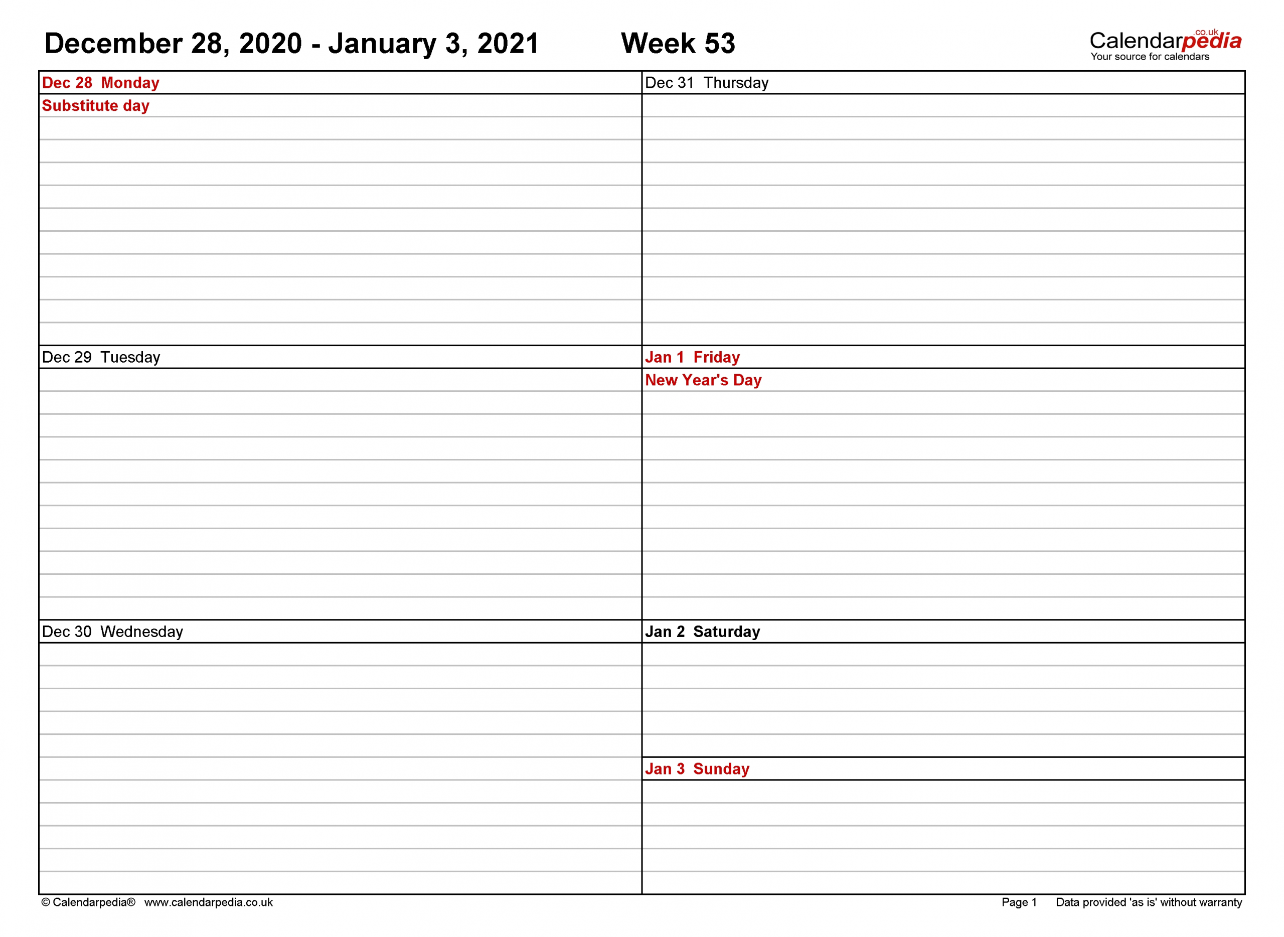 Weekly Calendar 2021 Uk - Free Printable Templates For Word