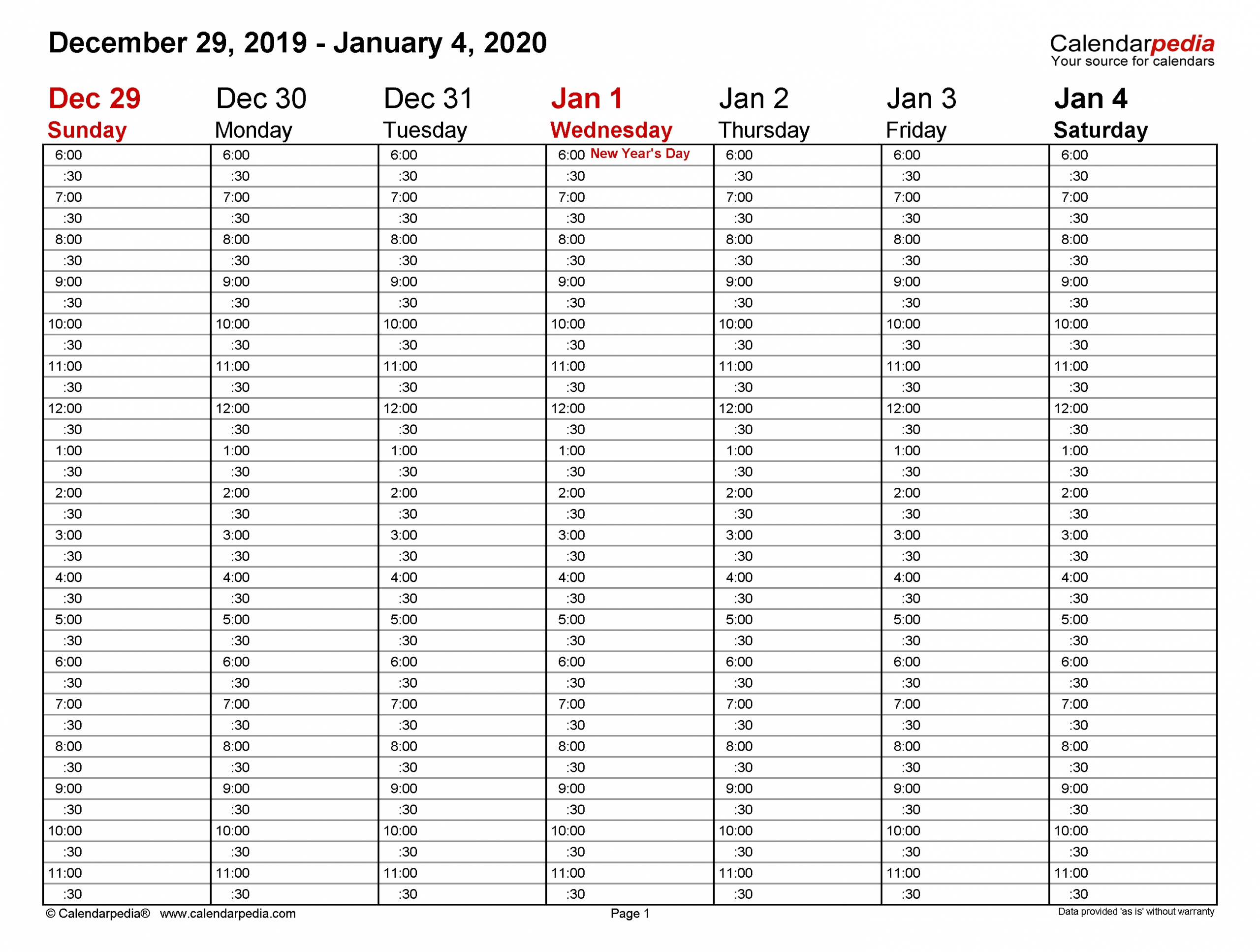 Weekly Calendars 2020 For Pdf - 12 Free Printable Templates