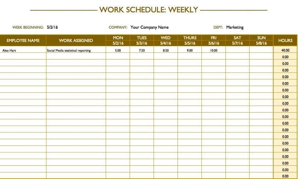 Work Schedule Templates | 12+ Free Word, Excel &amp; Pdf
