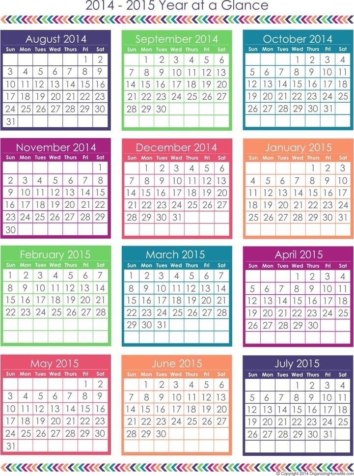 Year At A Glance Calendar 2021 Printable Free For