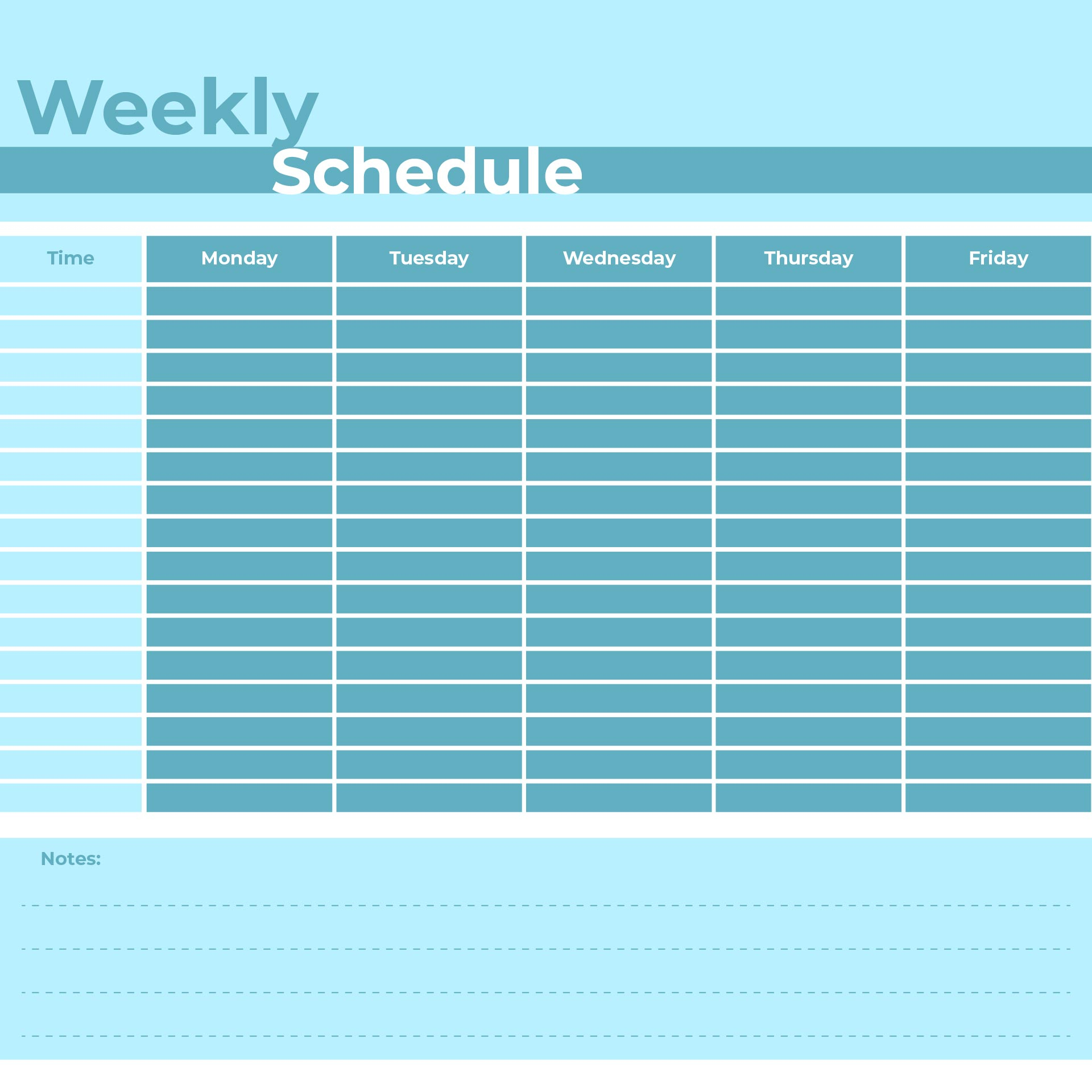 Printable Schedule Template For Week That Starts On Monday | Month ...