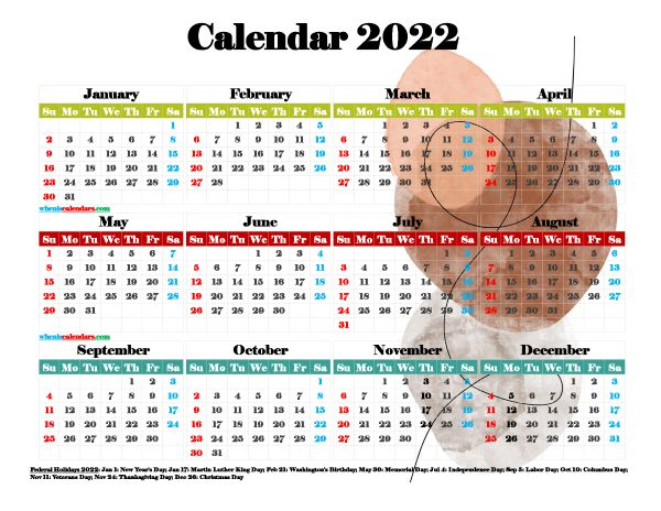 12 Printable 2022 Yearly Calendar With Holidays