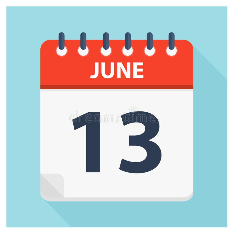 13. June - Calendar Icon - Vector Illustration Stock