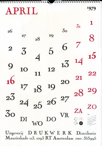 1979 Calendar (April) | Publisheddrukwerk, Amsterdam