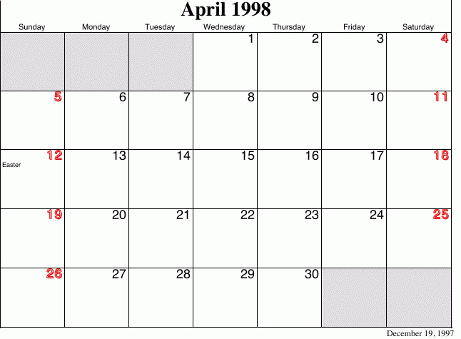 1997 Calendars