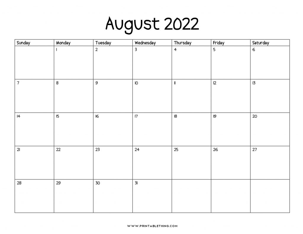 20+ August 2022 Calendar | Printable, Pdf, Us Holidays