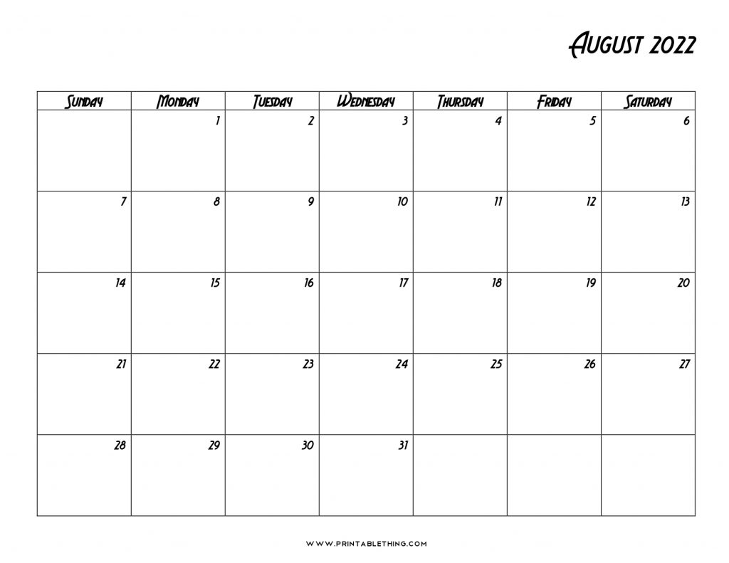 20+ August 2022 Calendar | Printable, Pdf, Us Holidays