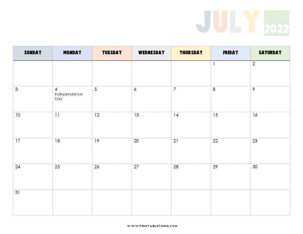 20+ July 2022 Calendar | Printable, Pdf, Us Holidays