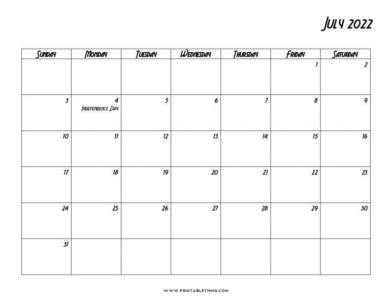 20+ July 2022 Calendar | Printable, Pdf, Us Holidays