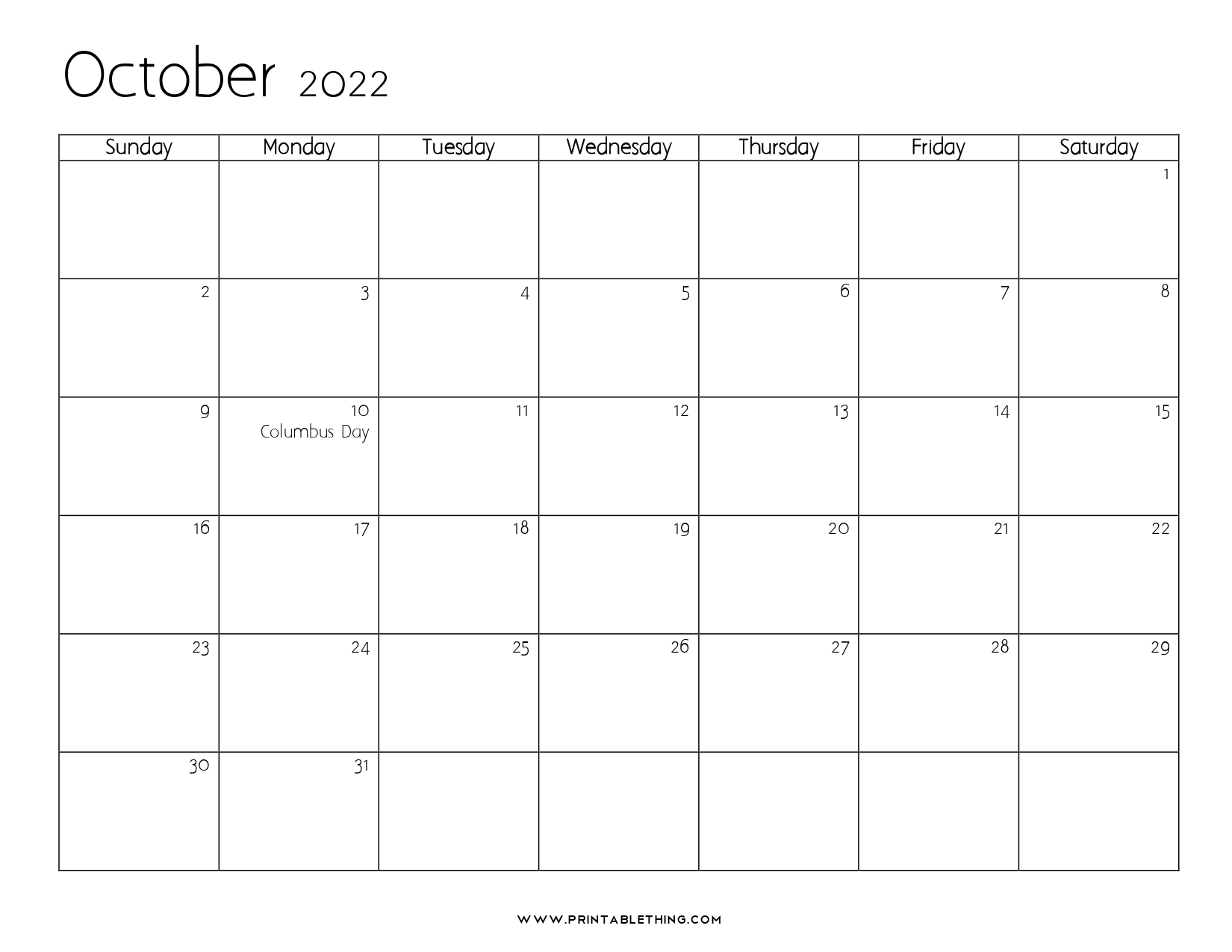 20+ October 2022 Calendar Printable, October 2022