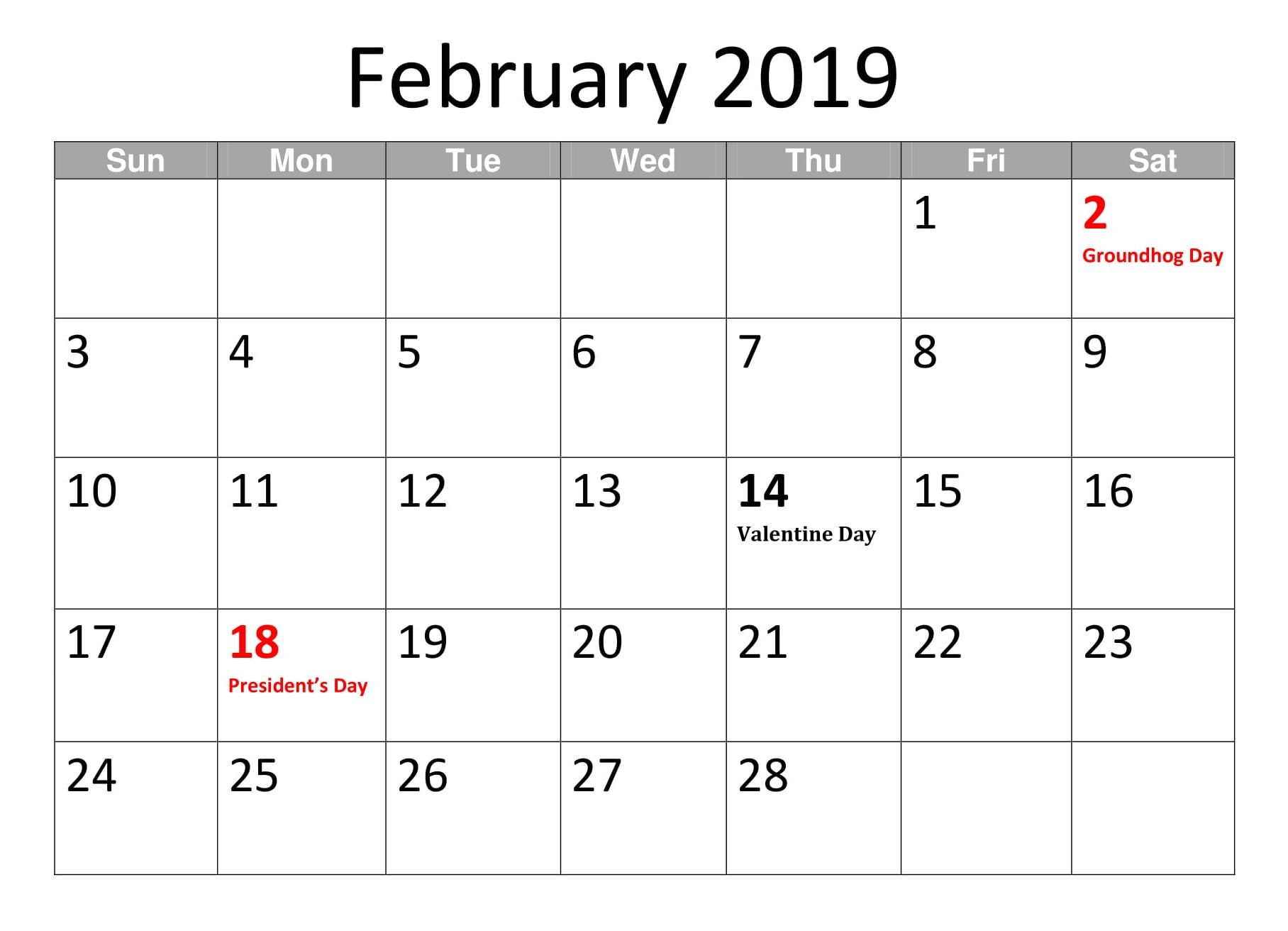 20+ Presidents Day 2019 Calendar - Free Download Printable