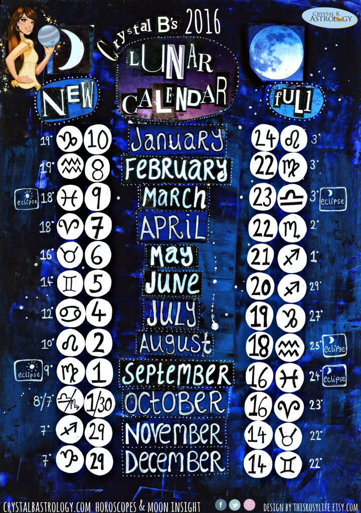 2016 Lunar Calendar - Crystal B. Astrology