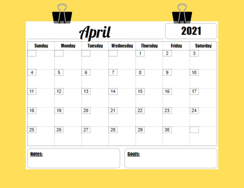 2021 Calendar Printable Template 12 Month 8.5 X 11 Instant