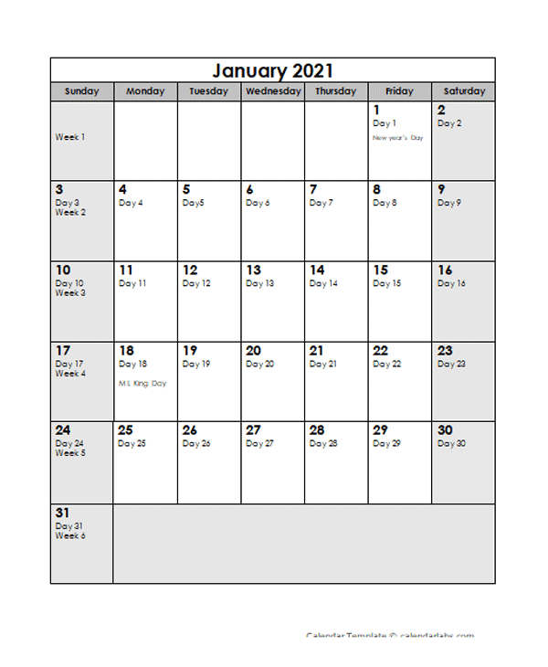2021 Calendar With Julian Dates - Free Printable Templates