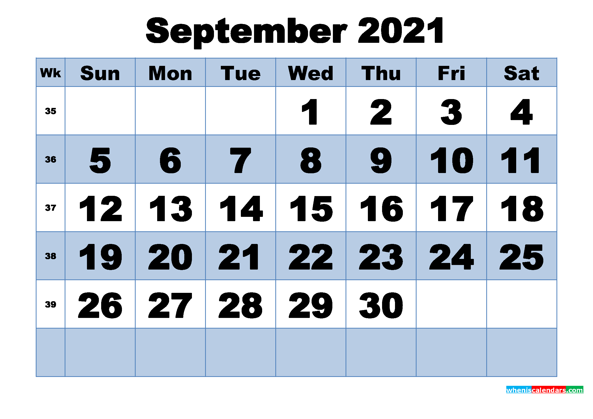 2021 Calendar With Week Number Printable Free - 2021