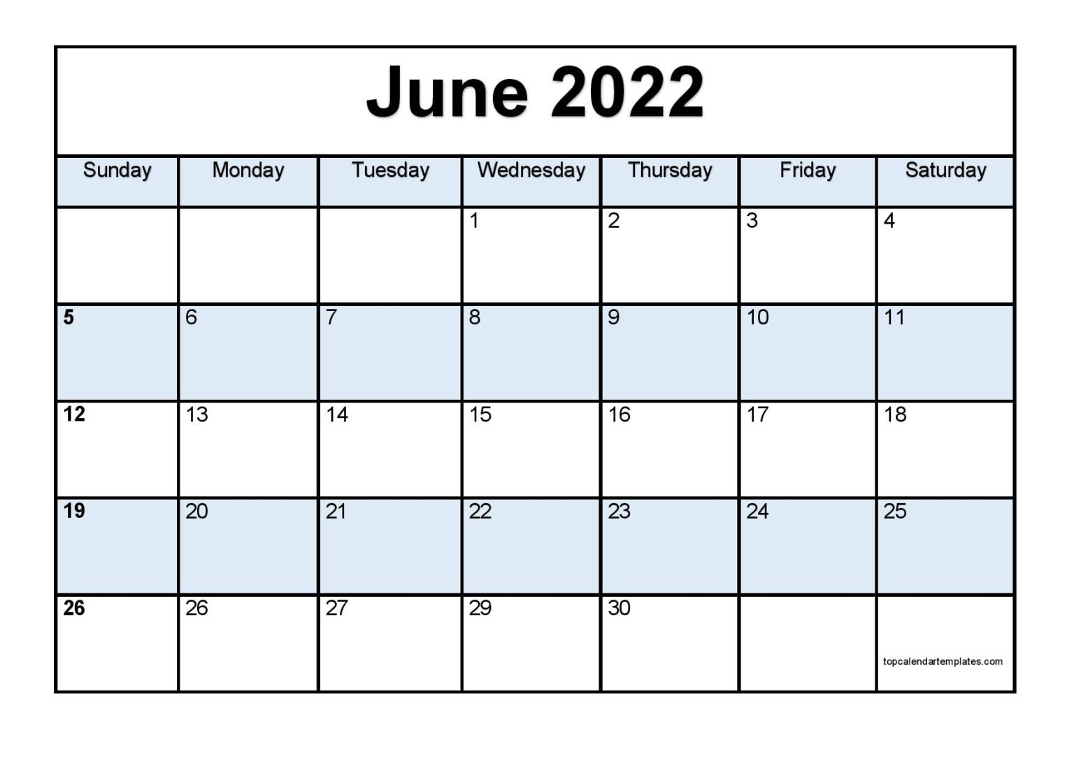 2022 Calendar June