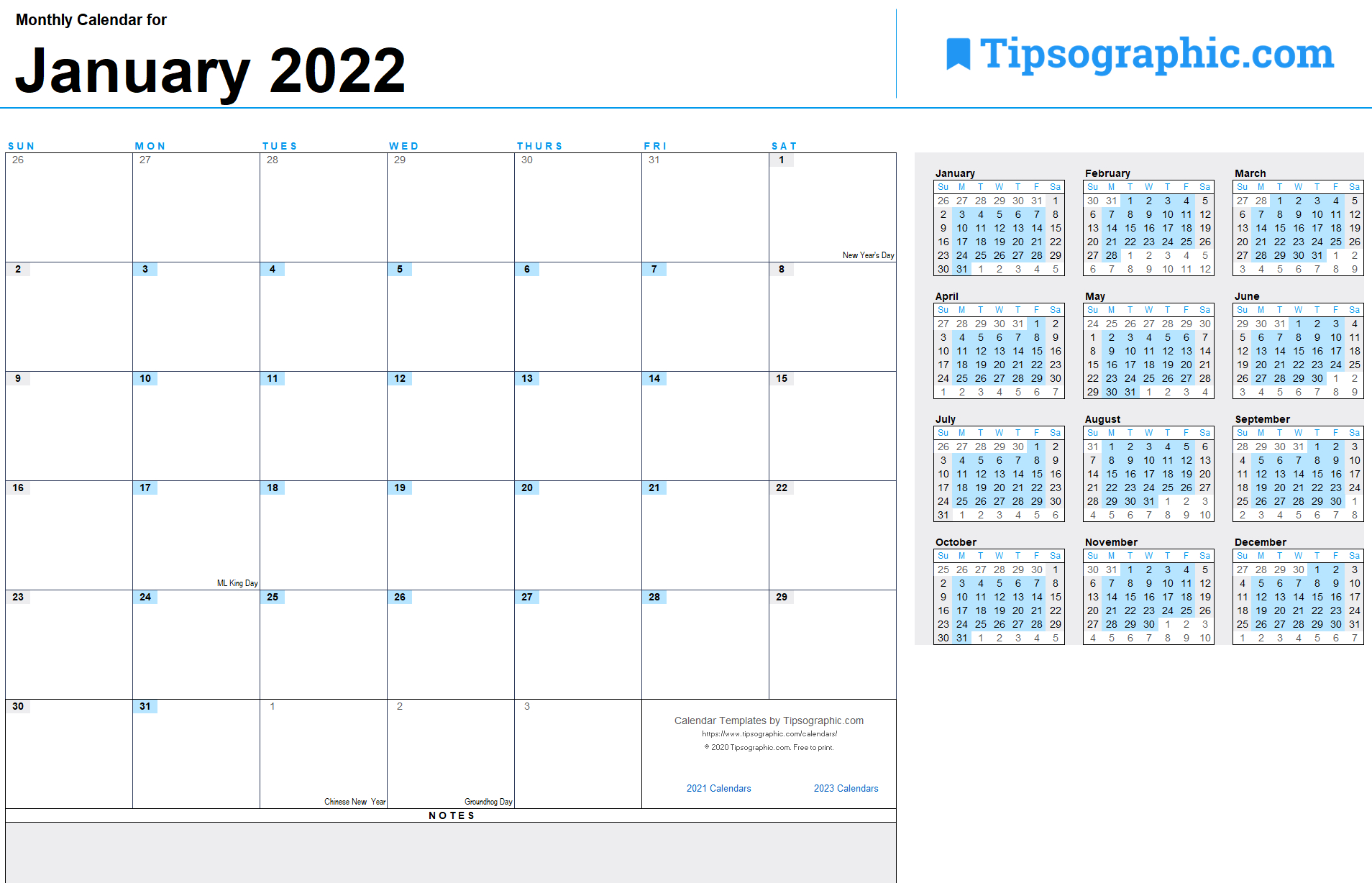 2022 Calendar Templates &amp; Images | Tipsographic