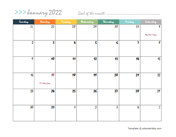 2022 Free Pages Calendar Template - Free Printable Templates