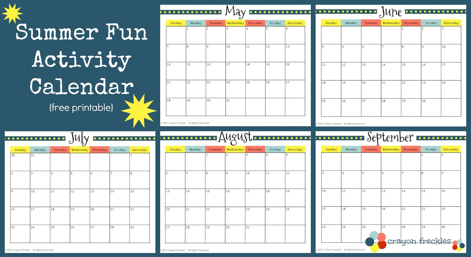 25 Summer Activities And Free Printable Calendar {Free
