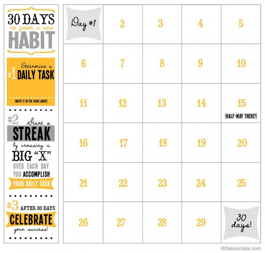 30 Day Countdown Calendar Printable | Free Resume Templates