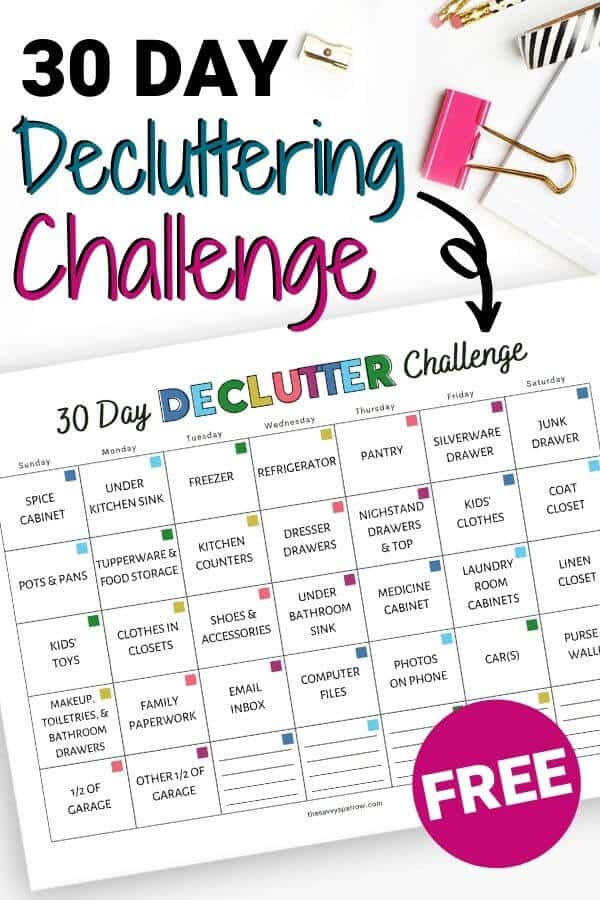 30 Day Decluttering Challenge With Printable Calendar