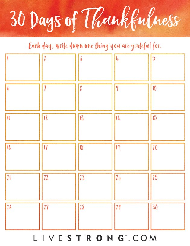 30 Days Of Thankfulness Challenge | Livestrong