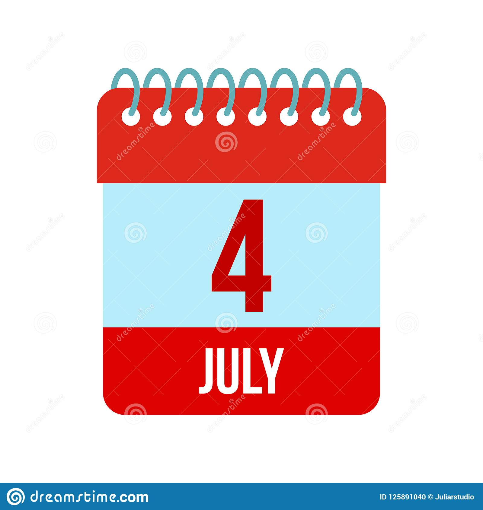 4 July Calendar, Independence Day Usa Icon Stock