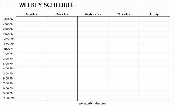 41 Monday Through Friday Hourly Calendar | Ufreeonline