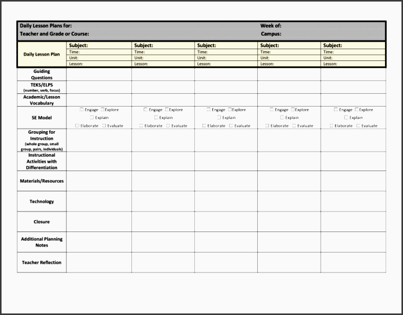 5+ Daily Lesson Planner Template Editable