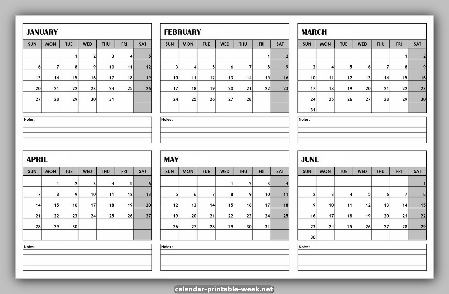 6 Monthly Calendar - Calendar Printable Week