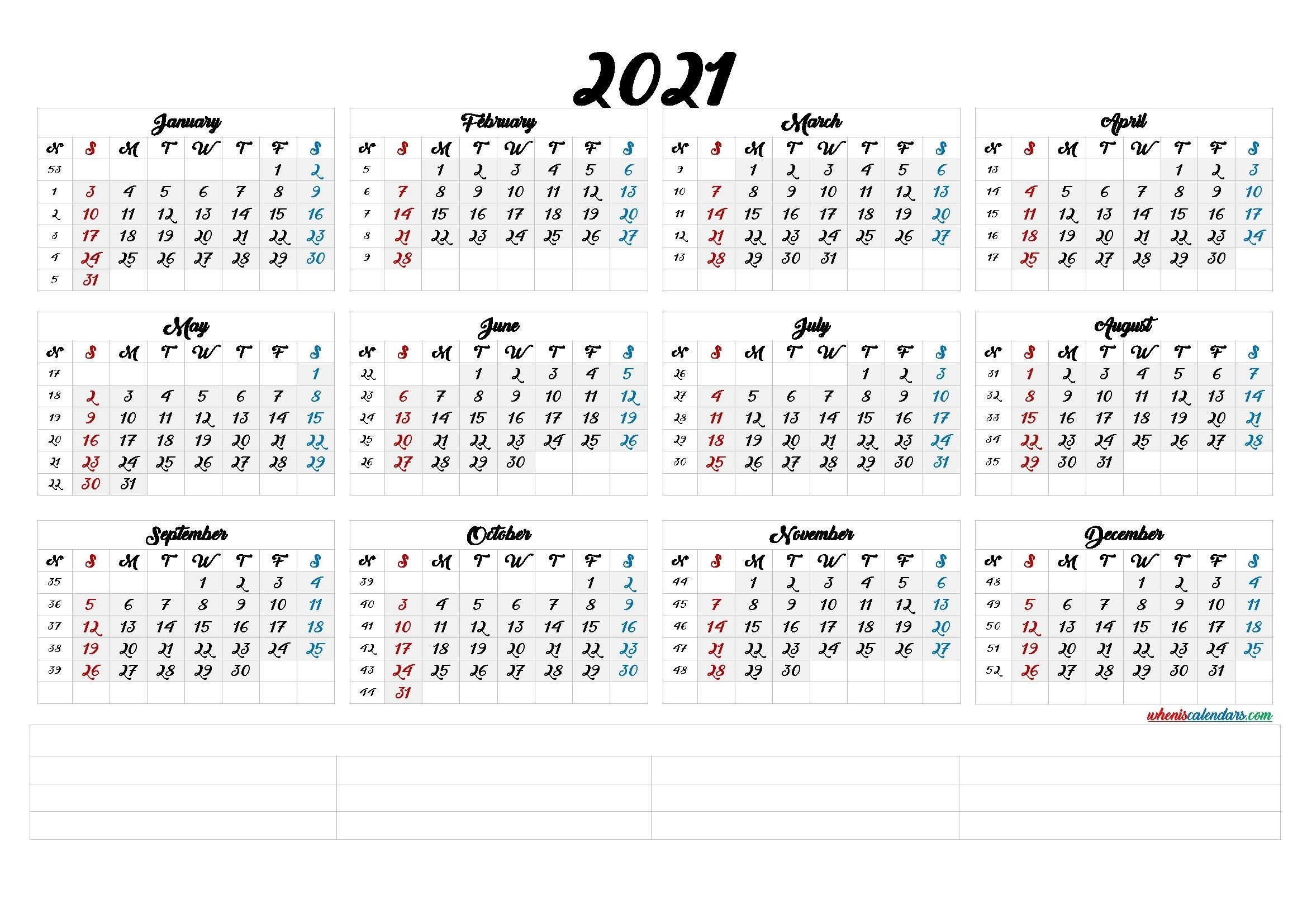 6 Week Printable Calendar 2021 In 2021 | Yearly Calendar