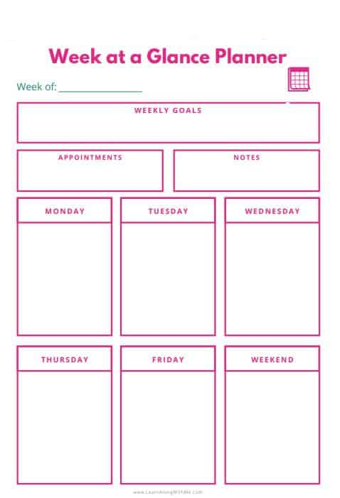 7 Super-Helpful Week At A Glance Printable Templates [Free