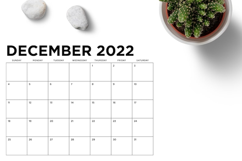 8.5 X 11 Inch 2022 Calendar Template Instant Download | Etsy