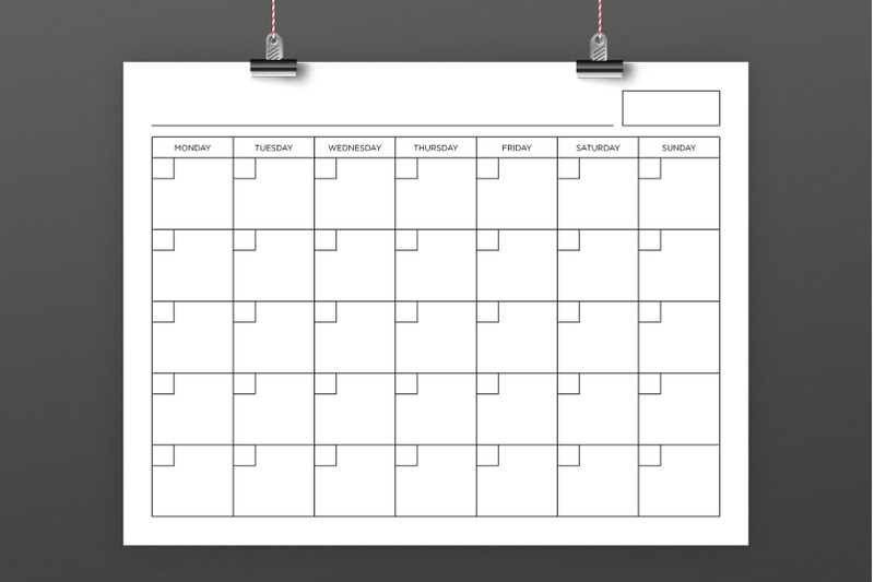 8.5 X 11 Inch Blank Calendar Page Templaterunning With