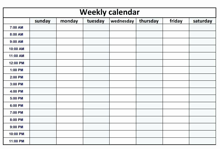 Agenda With Time Slots New Weekly Calendar Template Word