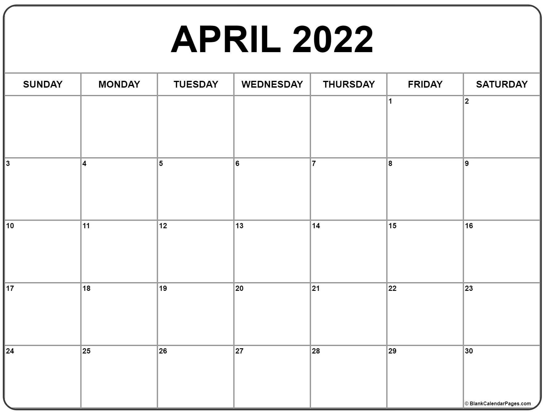 April 2022 Calendar | Free Printable Calendar Templates