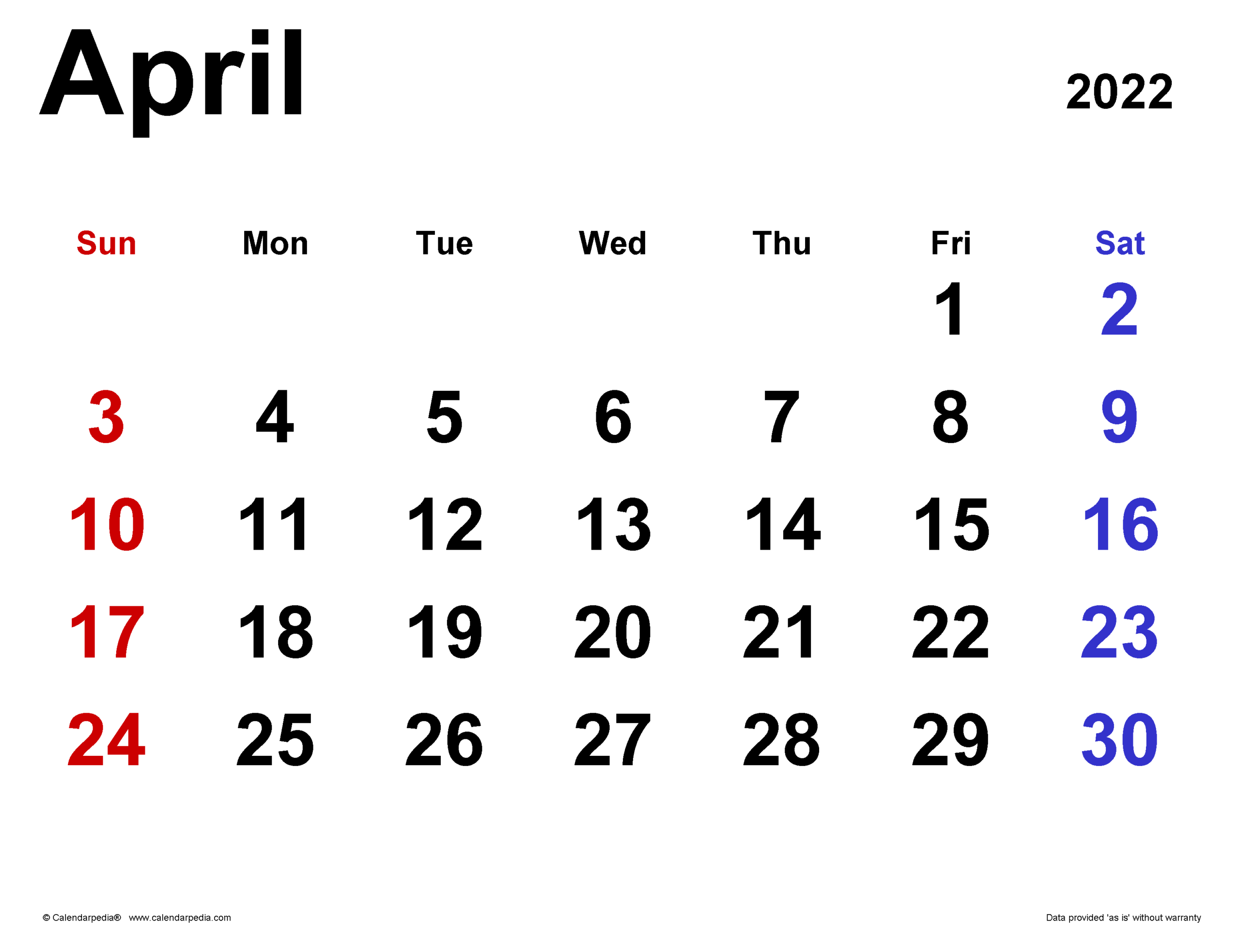 April 2022 Calendar Waterproof - March 2022 Calendar
