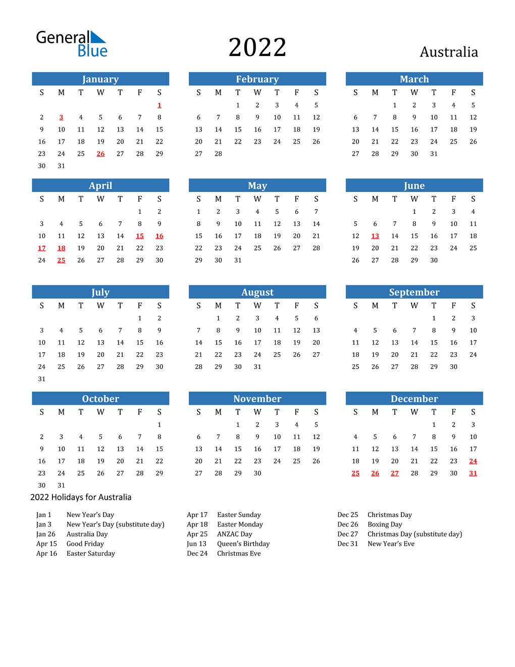 April 2022 Calendar With Holidays Australia