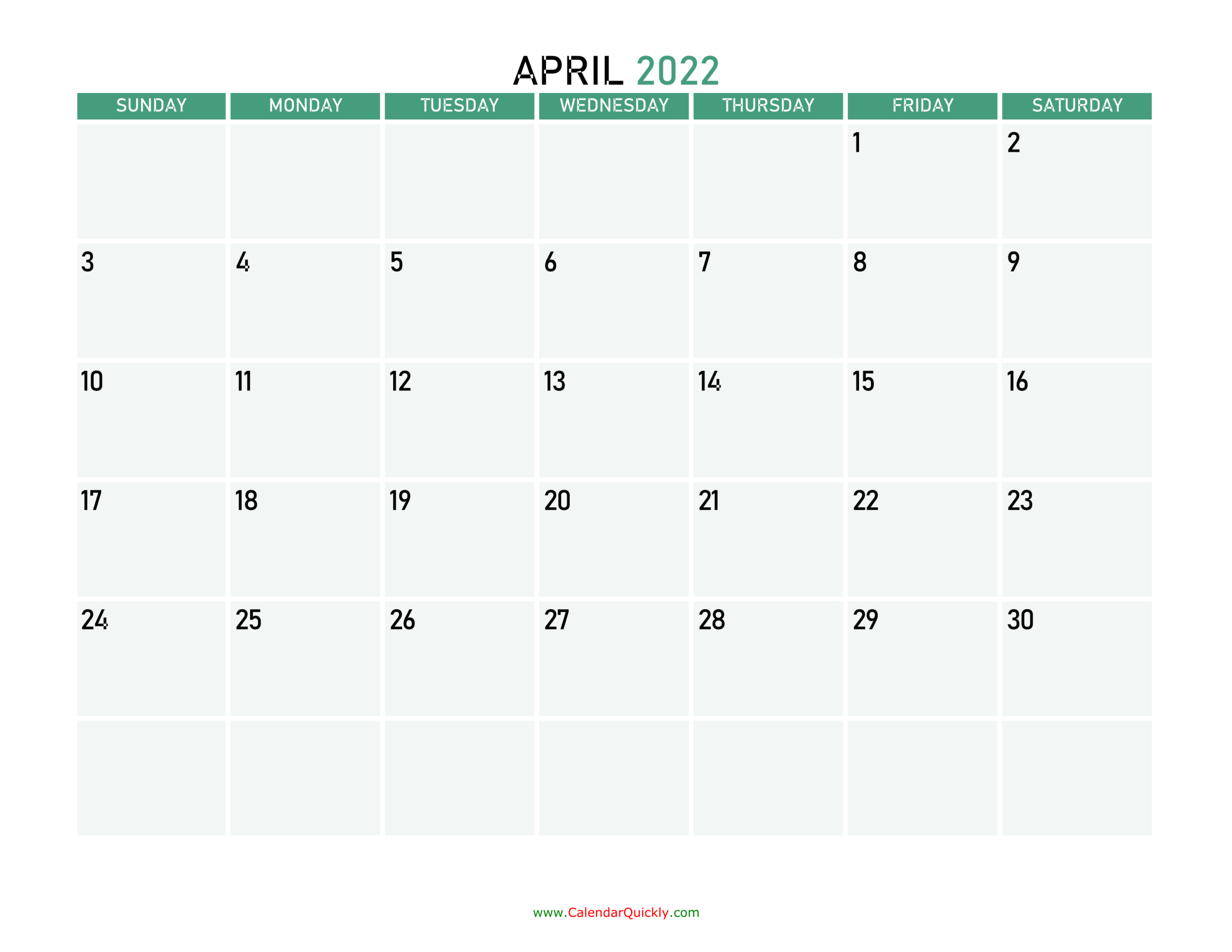 April 2022 Calendars | Calendar Quickly