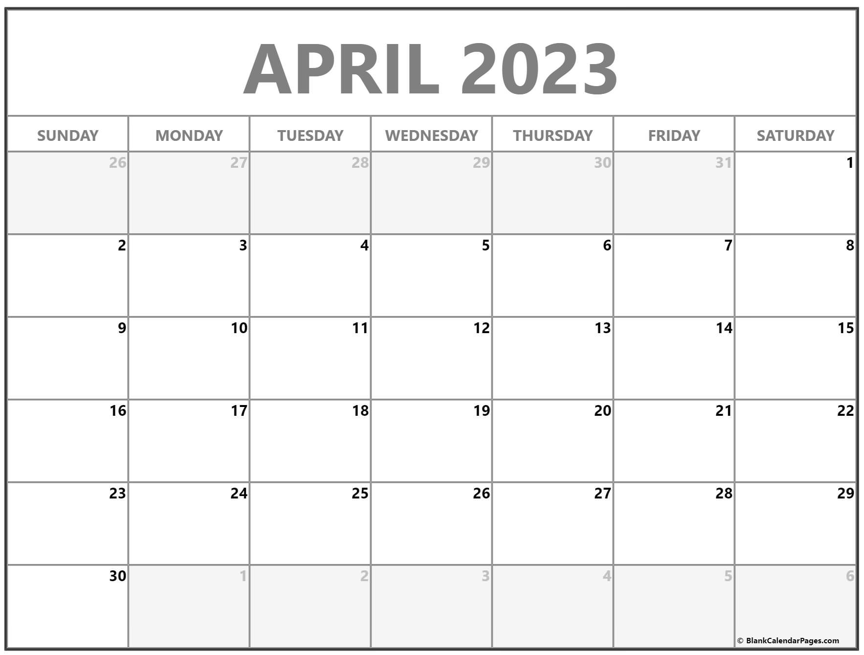 April 2023 Calendar | Free Printable Calendar