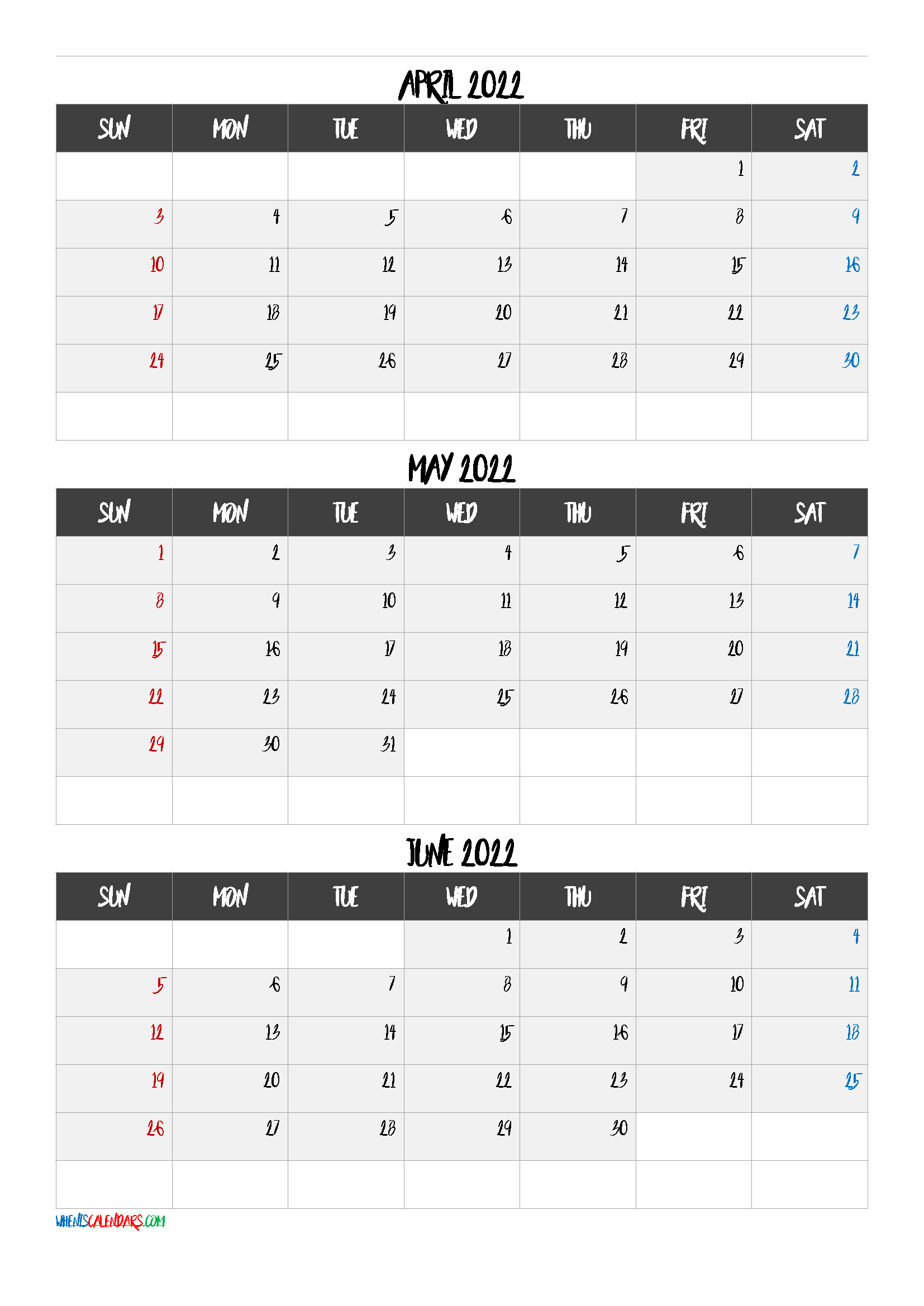 April May June 2022 Calendar Template [Q1-Q2-Q3-Q4