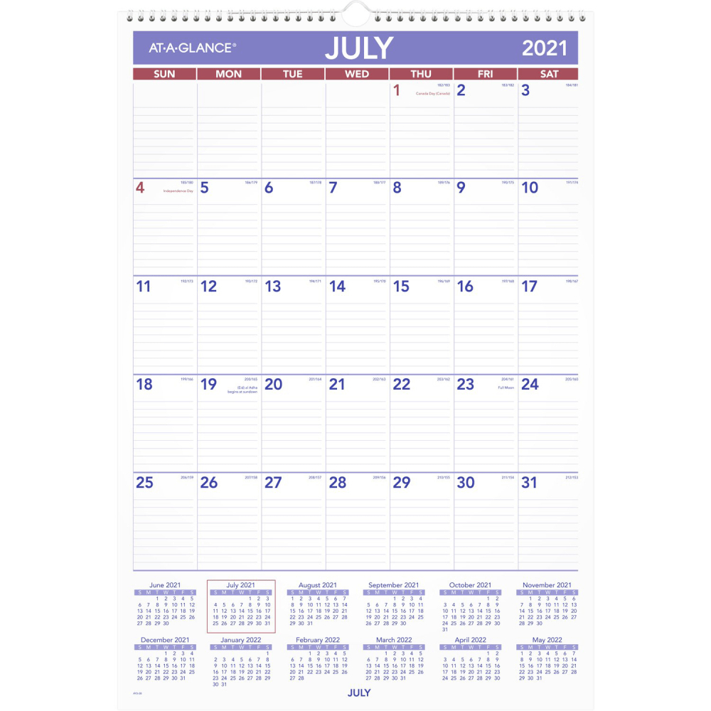 At-A-Glance Academic Monthly Wall Calendar, 15-1/2&quot; X 22-3