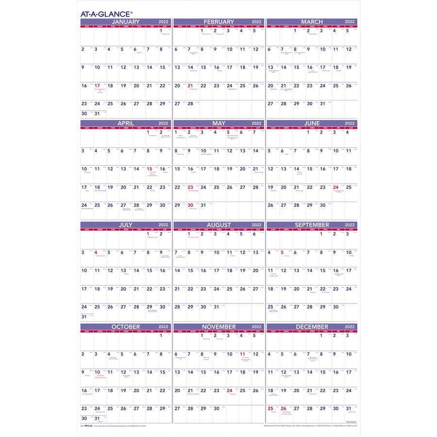 At-A-Glance Yearly Wall Calendar - Julian Dates - Yearly