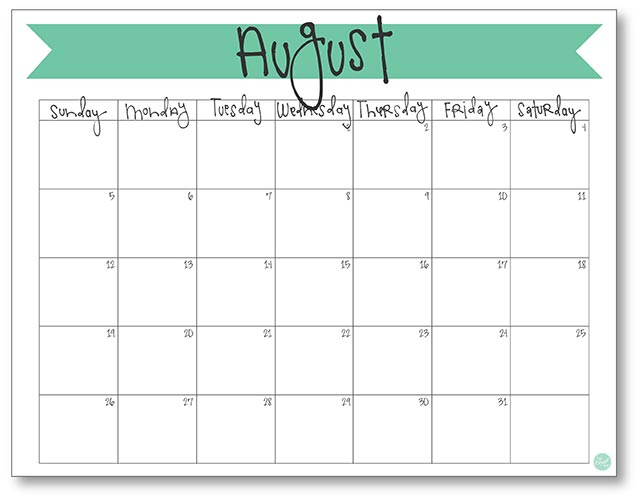 August 2018 Calendar - Free Printable | Live Craft Eat