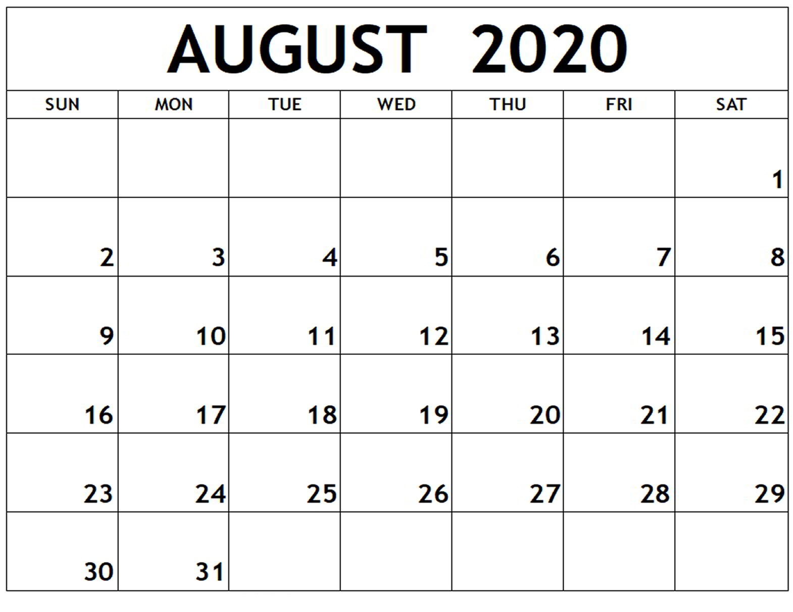 August-2020-Printable-Calendar - Web Prepration