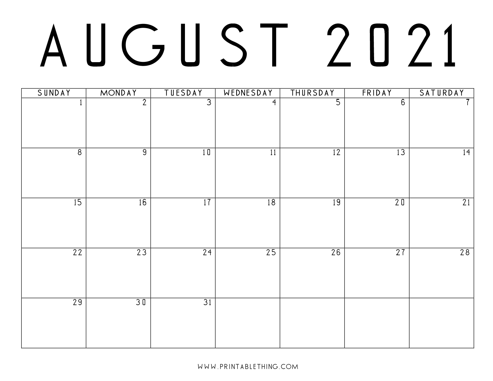 August 2021 Calendar Pdf, August 2021 Calendar Image