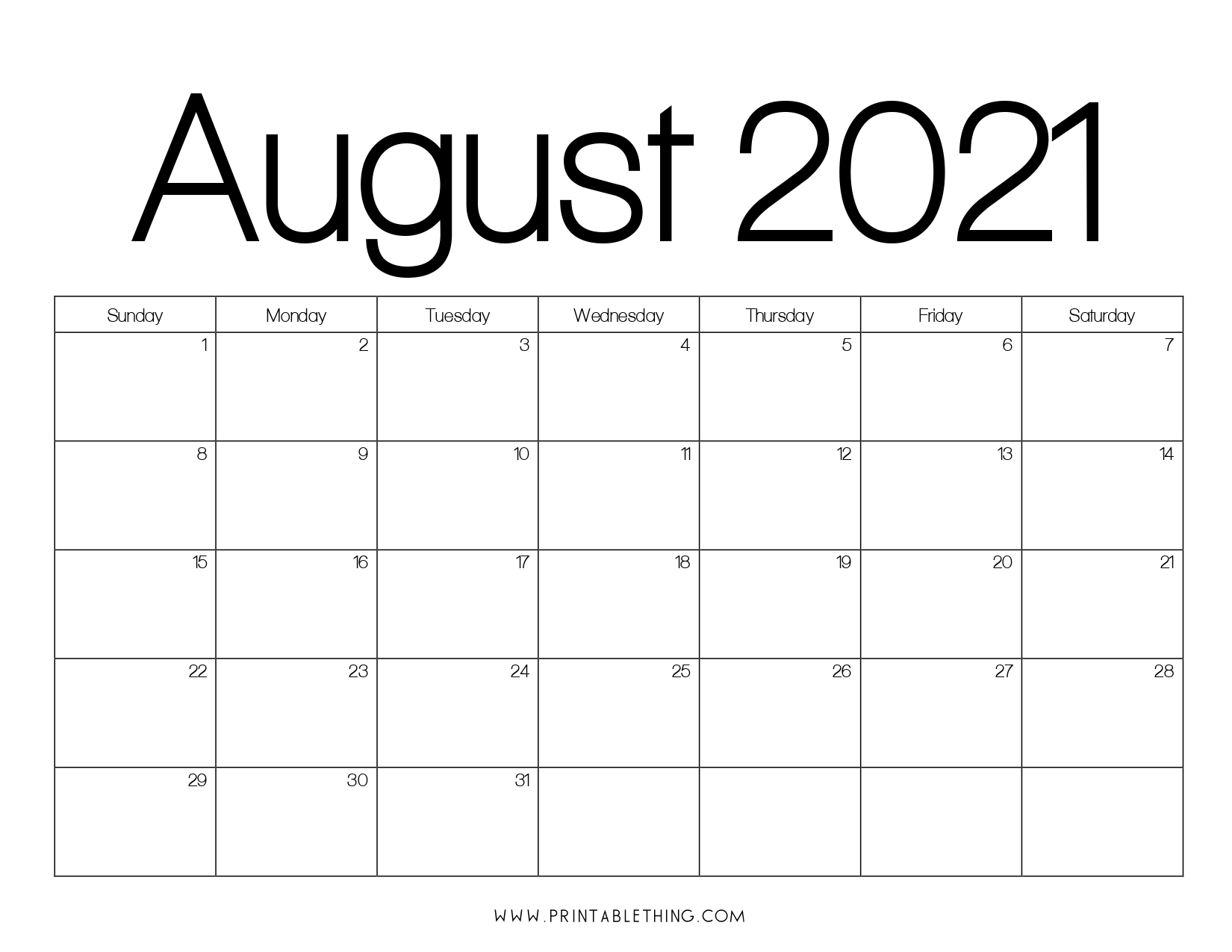 August 2021 Calendar Pdf, August 2021 Calendar Image